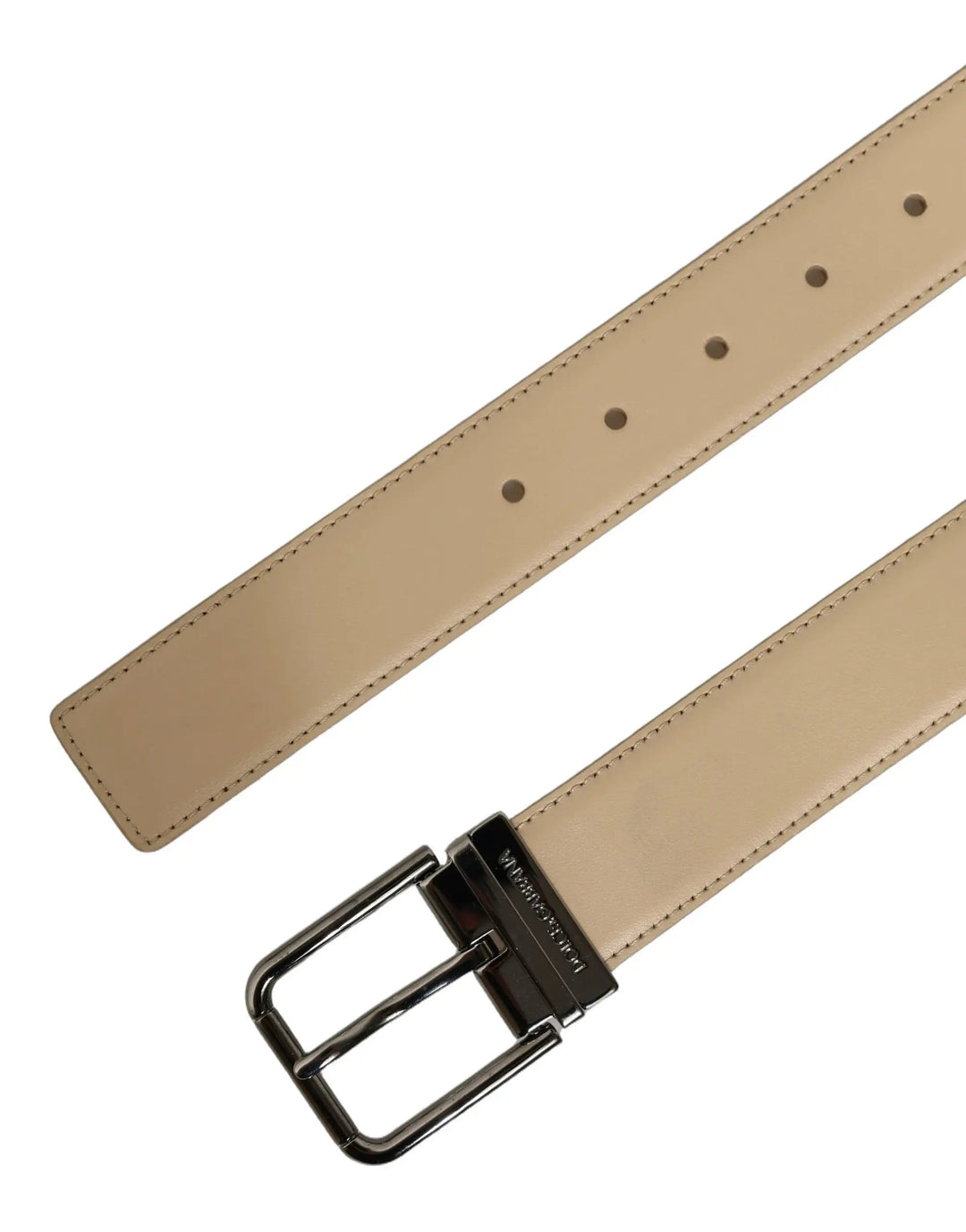 Dolce &amp; Gabbana Sample Sale | Dolce &amp; Gabbana Beige Leather Silver Tone Metal Buckle Belt - | Designer outlet