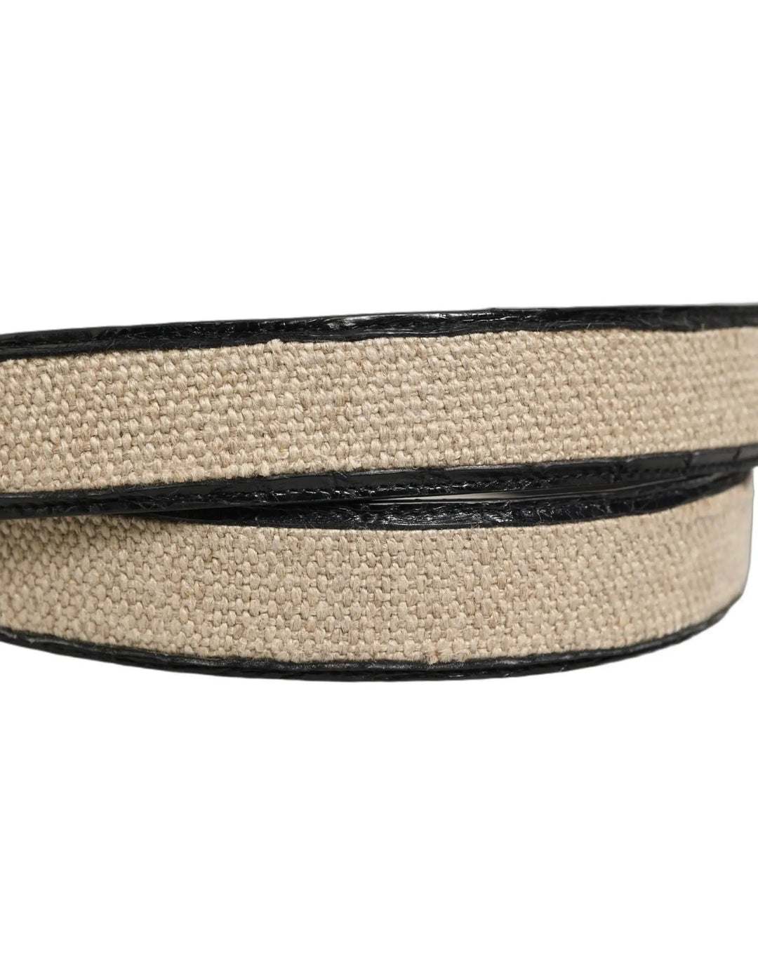Dolce &amp; Gabbana Sample Sale | Dolce &amp; Gabbana Beige Black Woven Leather Metal Buckle Belt - | Designer outlet