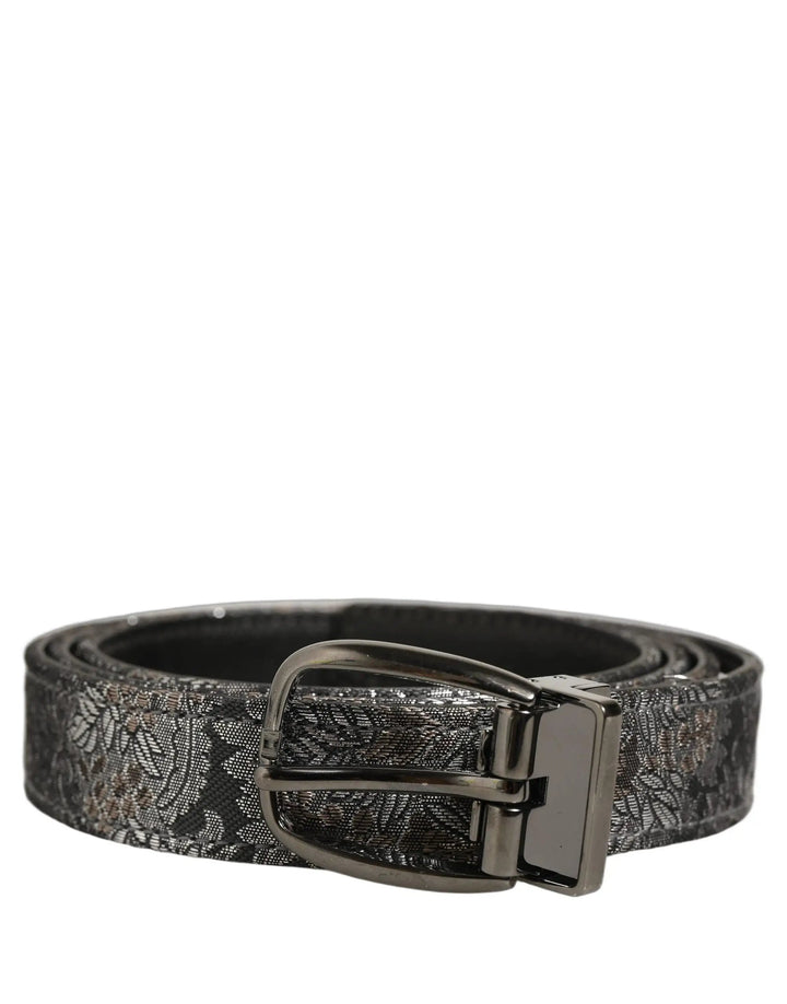 Dolce &amp; Gabbana Sample Sale | Dolce &amp; Gabbana Silver Black Floral Jacquard Metal Buckle Belt - | Designer outlet
