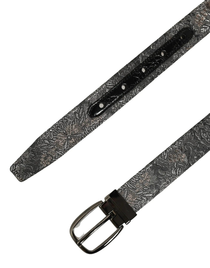 Dolce &amp; Gabbana Sample Sale | Dolce &amp; Gabbana Silver Black Floral Jacquard Metal Buckle Belt - | Designer outlet