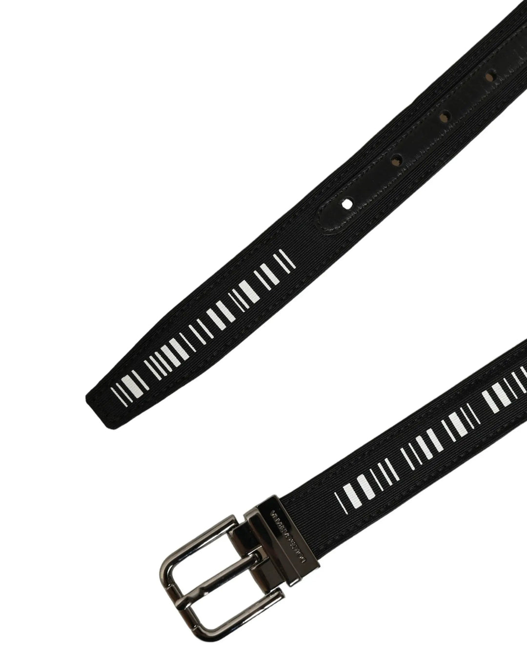 Dolce & Gabbana Sample Sale | Dolce & Gabbana Black Fabric Leather Barcode Silver Buckle Belt - | Designer outlet