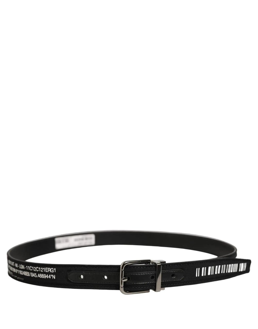 Dolce & Gabbana Sample Sale | Dolce & Gabbana Black Fabric Leather Barcode Silver Buckle Belt - | Designer outlet