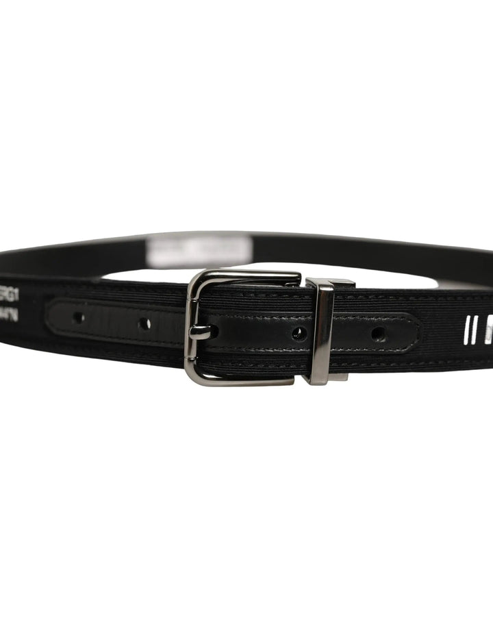 Dolce &amp; Gabbana Sample Sale | Dolce &amp; Gabbana Black Fabric Leather Barcode Silver Buckle Belt - | Designer outlet