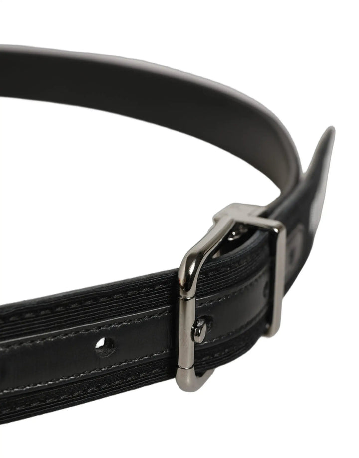 Dolce &amp; Gabbana Sample Sale | Dolce &amp; Gabbana Black Fabric Leather Barcode Silver Buckle Belt - | Designer outlet