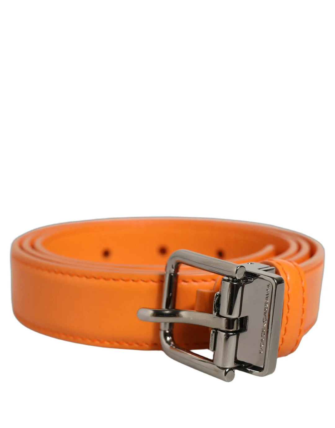 Dolce & Gabbana Sample Sale | Dolce & Gabbana Orange Leather Silver Tone Metal Buckle Belt - | Designer outlet
