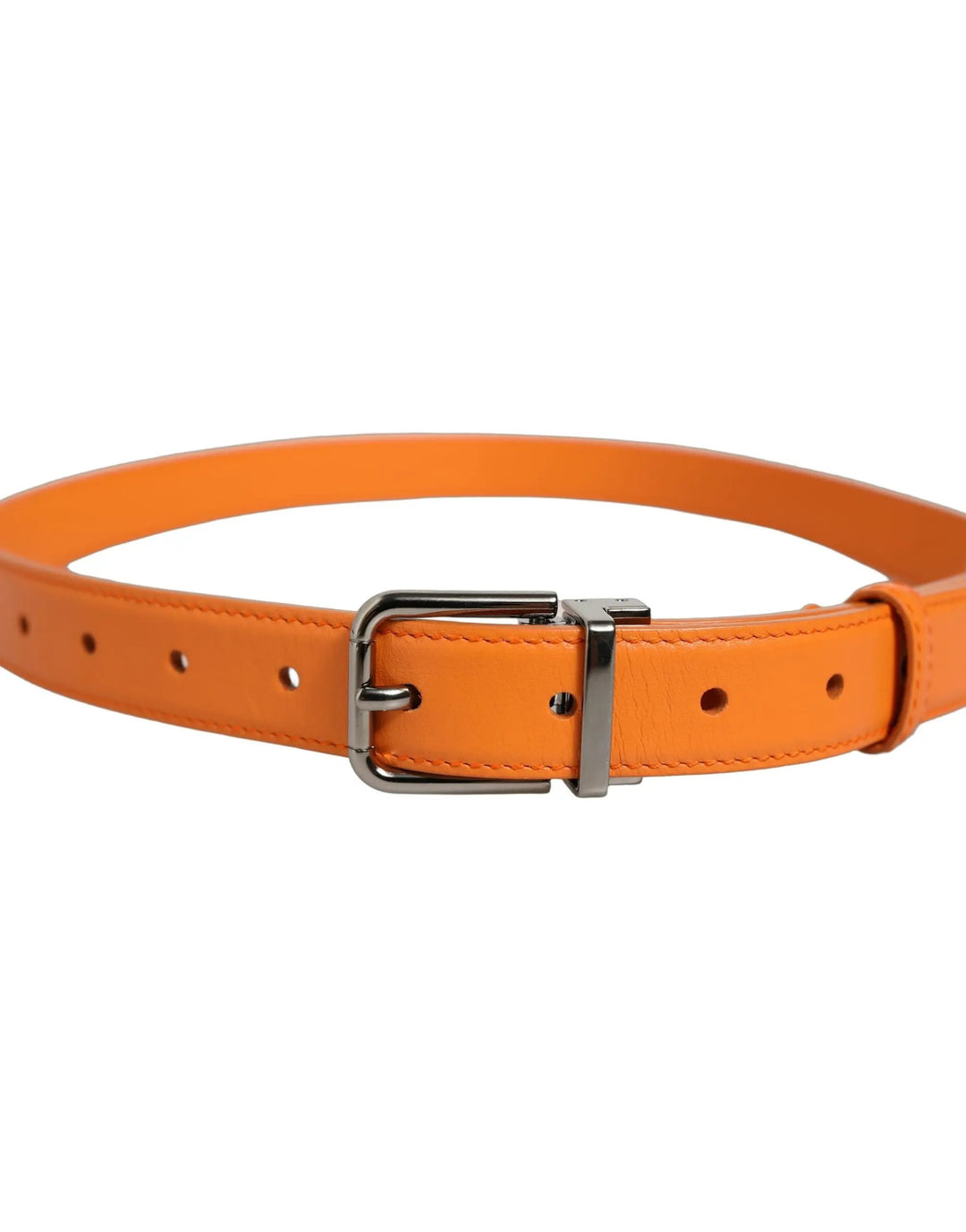 Dolce &amp; Gabbana Sample Sale | Dolce &amp; Gabbana Orange Leather Silver Tone Metal Buckle Belt - | Designer outlet