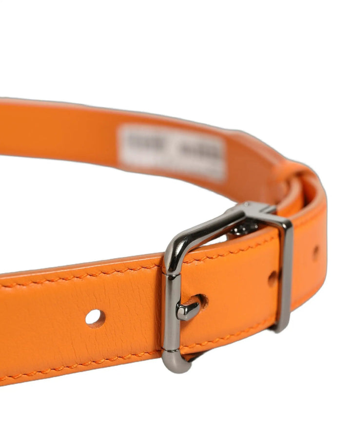 Dolce &amp; Gabbana Sample Sale | Dolce &amp; Gabbana Orange Leather Silver Tone Metal Buckle Belt - | Designer outlet