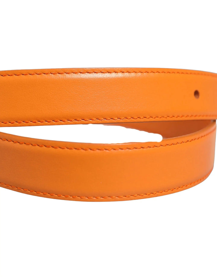 Dolce &amp; Gabbana Sample Sale | Dolce &amp; Gabbana Orange Leather Silver Tone Metal Buckle Belt - | Designer outlet