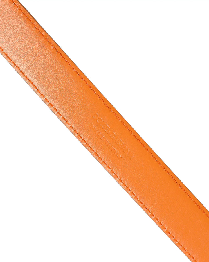 Dolce &amp; Gabbana Sample Sale | Dolce &amp; Gabbana Orange Leather Silver Tone Metal Buckle Belt - | Designer outlet