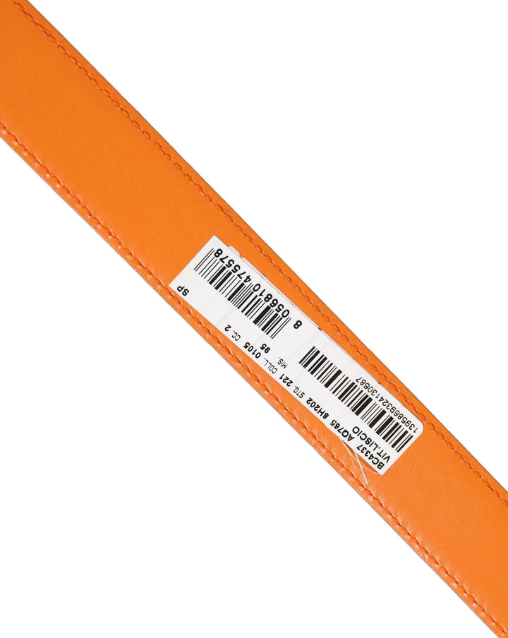 Dolce &amp; Gabbana Sample Sale | Dolce &amp; Gabbana Orange Leather Silver Tone Metal Buckle Belt - | Designer outlet