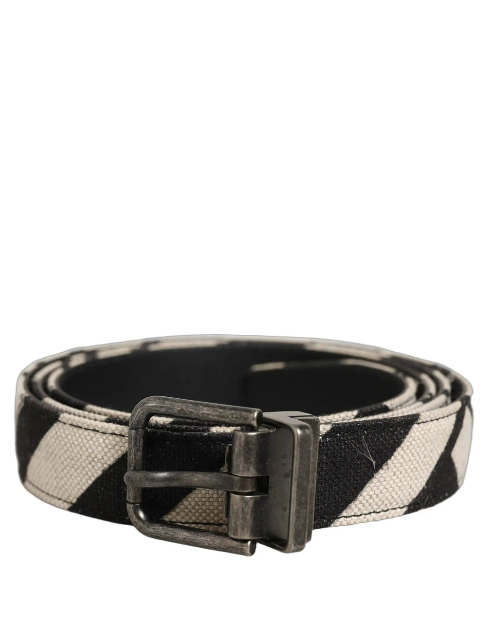 Dolce & Gabbana Sample Sale | Dolce & Gabbana Black Ivory Silver Tone Metal Buckle Belt - | Designer outlet