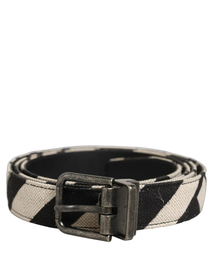 Dolce &amp; Gabbana Sample Sale | Dolce &amp; Gabbana Black Ivory Silver Tone Metal Buckle Belt - | Designer outlet