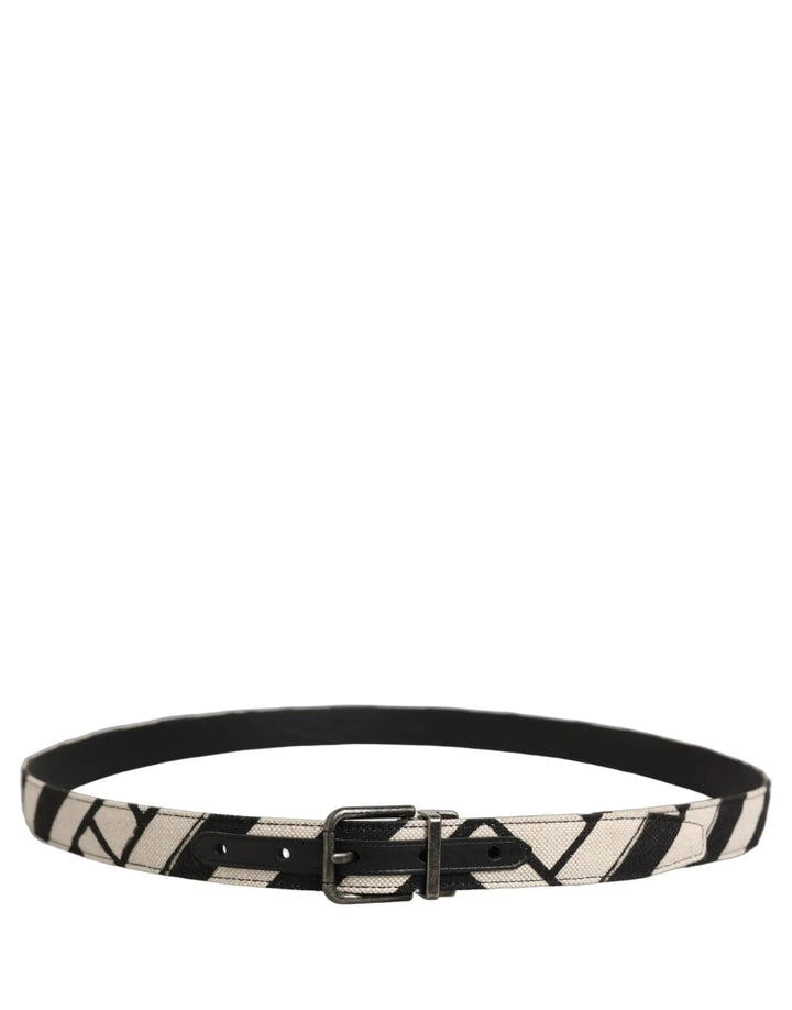 Dolce &amp; Gabbana Sample Sale | Dolce &amp; Gabbana Black Ivory Silver Tone Metal Buckle Belt - | Designer outlet