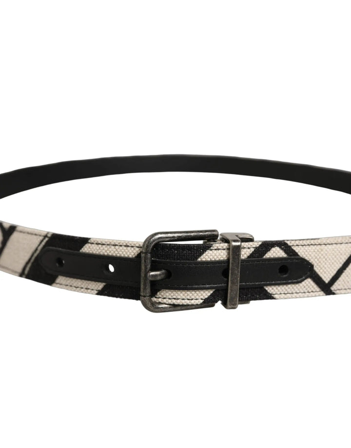 Dolce &amp; Gabbana Sample Sale | Dolce &amp; Gabbana Black Ivory Silver Tone Metal Buckle Belt - | Designer outlet