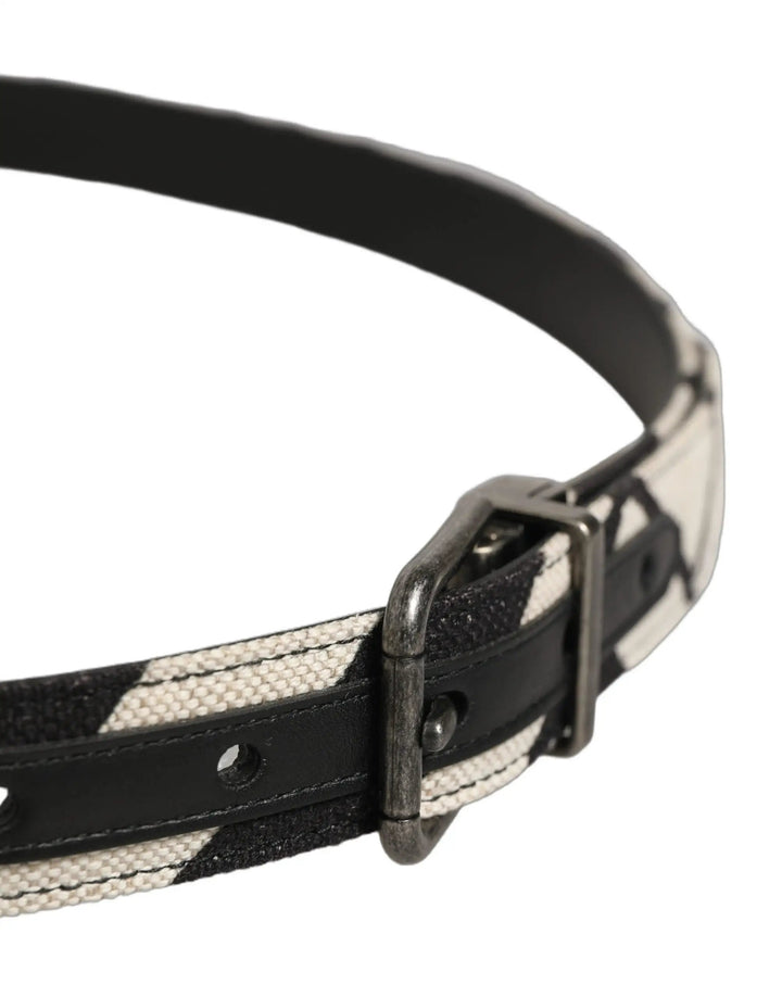 Dolce &amp; Gabbana Sample Sale | Dolce &amp; Gabbana Black Ivory Silver Tone Metal Buckle Belt - | Designer outlet