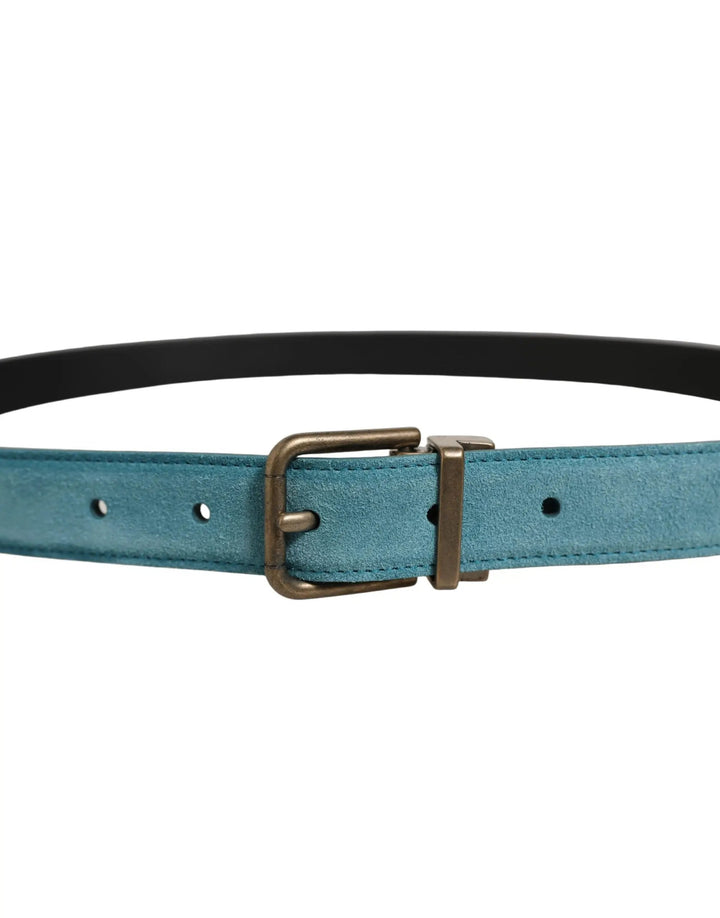 Dolce &amp; Gabbana Sample Sale | Dolce &amp; Gabbana Men Blue Suede Gold Tone Metal Buckle Belt - | Designer outlet
