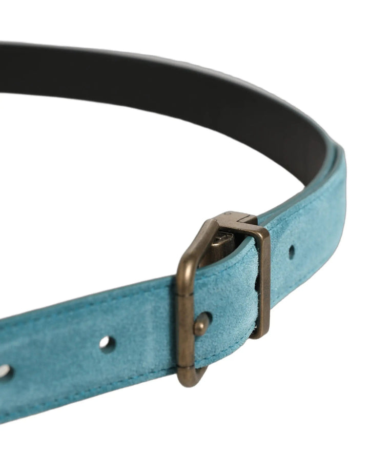 Dolce &amp; Gabbana Sample Sale | Dolce &amp; Gabbana Men Blue Suede Gold Tone Metal Buckle Belt - | Designer outlet