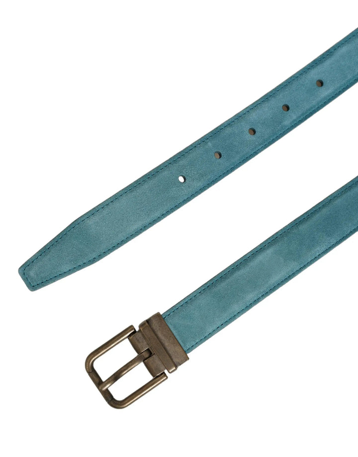 Dolce &amp; Gabbana Sample Sale | Dolce &amp; Gabbana Men Blue Suede Gold Tone Metal Buckle Belt - | Designer outlet