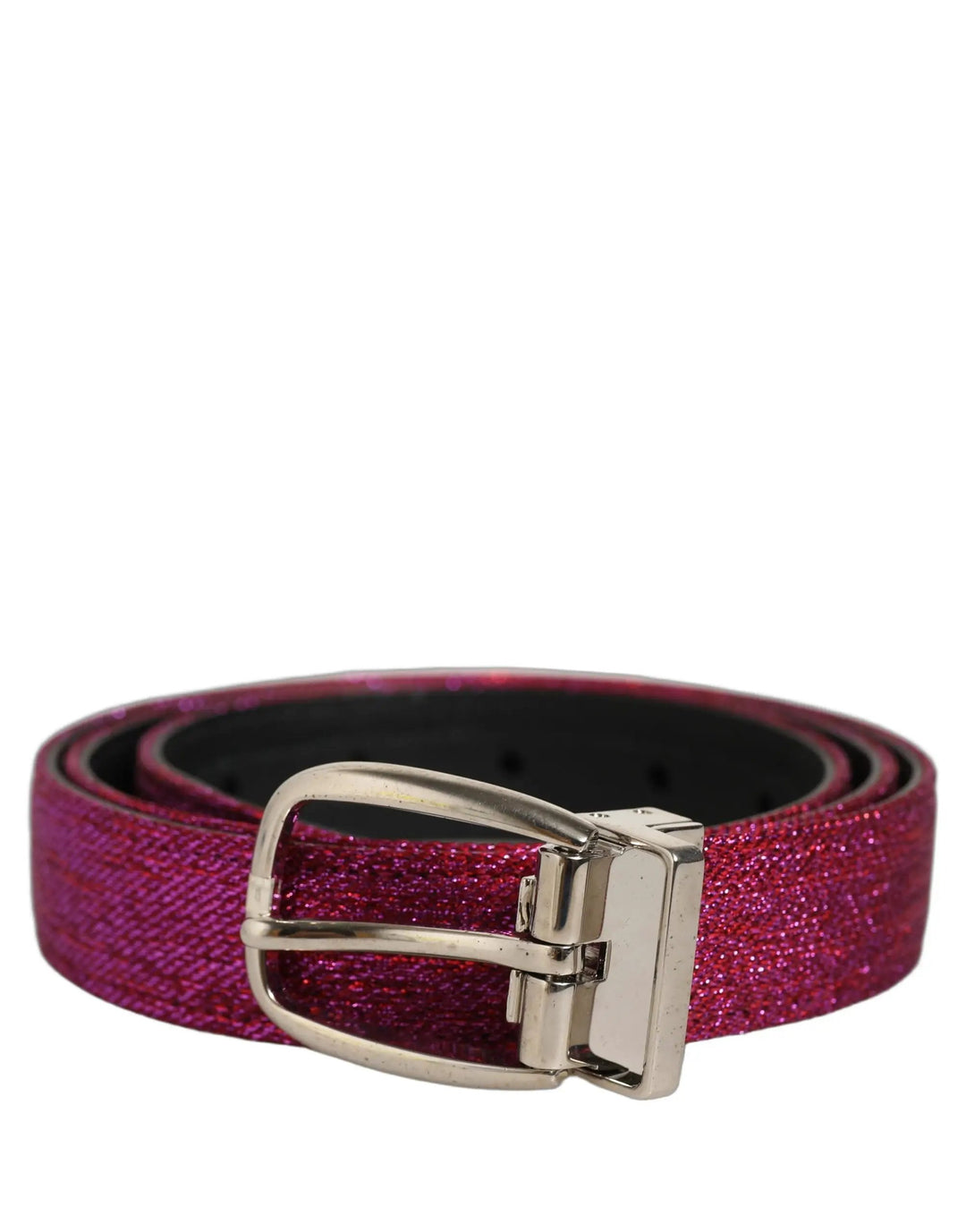 Dolce & Gabbana Sample Sale | Dolce & Gabbana Men Fuchsia Glitter Silver Metal Buckle Belt - | Designer outlet
