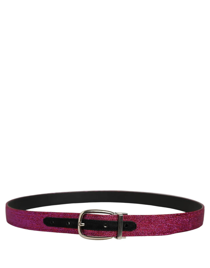 Dolce &amp; Gabbana Sample Sale | Dolce &amp; Gabbana Men Fuchsia Glitter Silver Metal Buckle Belt - | Designer outlet