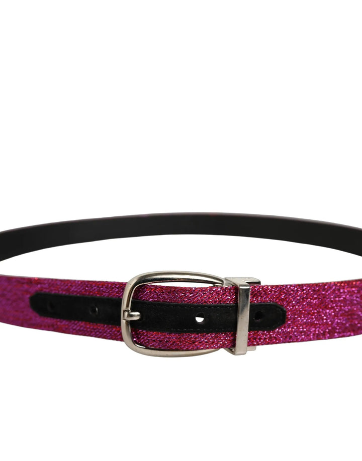 Dolce &amp; Gabbana Sample Sale | Dolce &amp; Gabbana Men Fuchsia Glitter Silver Metal Buckle Belt - | Designer outlet