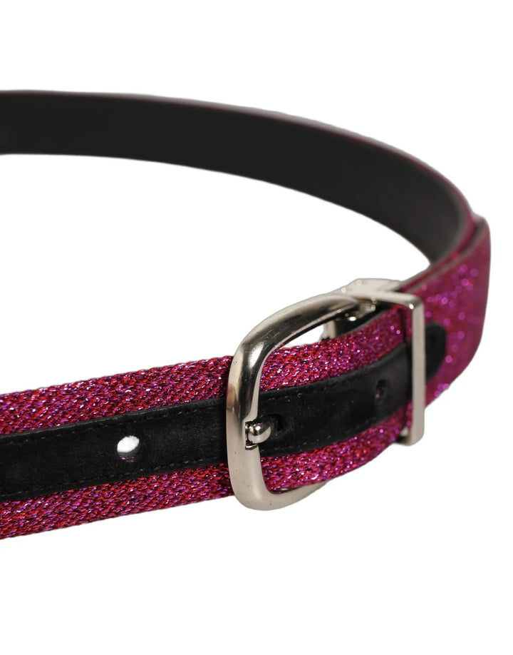 Dolce &amp; Gabbana Sample Sale | Dolce &amp; Gabbana Men Fuchsia Glitter Silver Metal Buckle Belt - | Designer outlet