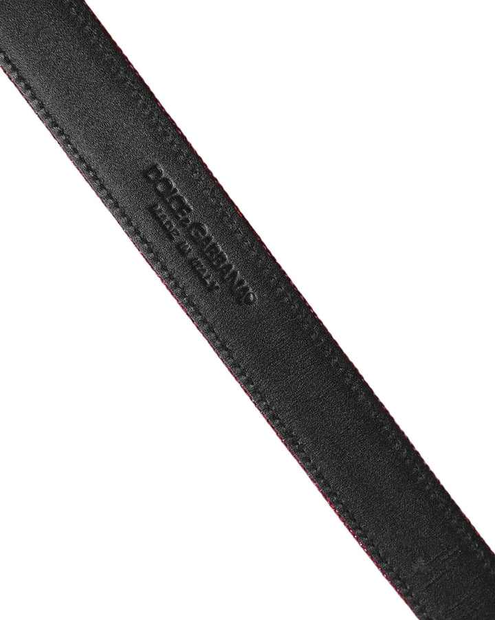 Dolce &amp; Gabbana Sample Sale | Dolce &amp; Gabbana Men Fuchsia Glitter Silver Metal Buckle Belt - | Designer outlet