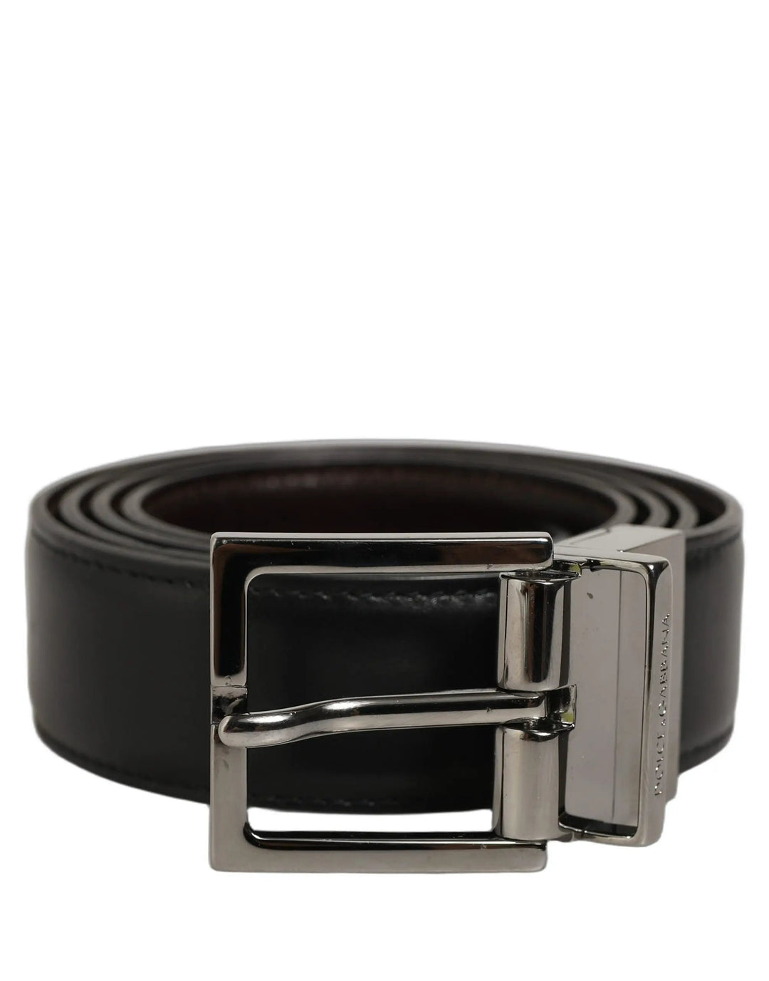 Dolce & Gabbana Sample Sale | Dolce & Gabbana Black Classic Leather Silver Tone Buckle Belt - | Designer outlet