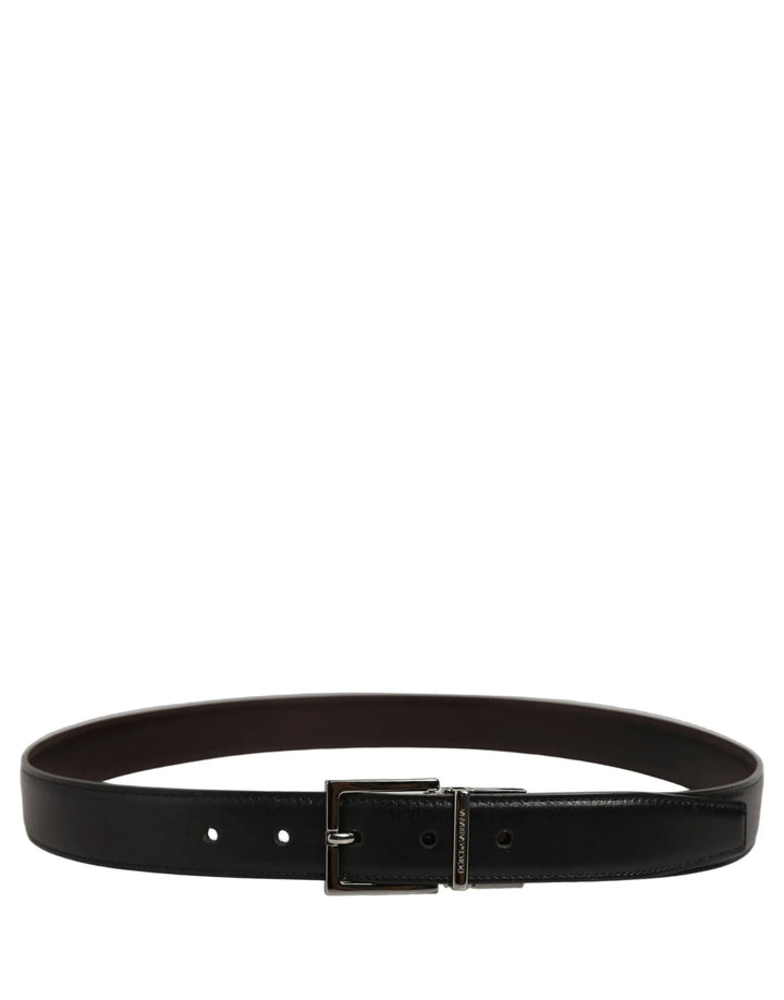 Dolce &amp; Gabbana Sample Sale | Dolce &amp; Gabbana Black Classic Leather Silver Tone Buckle Belt - Belts | Designer outlet