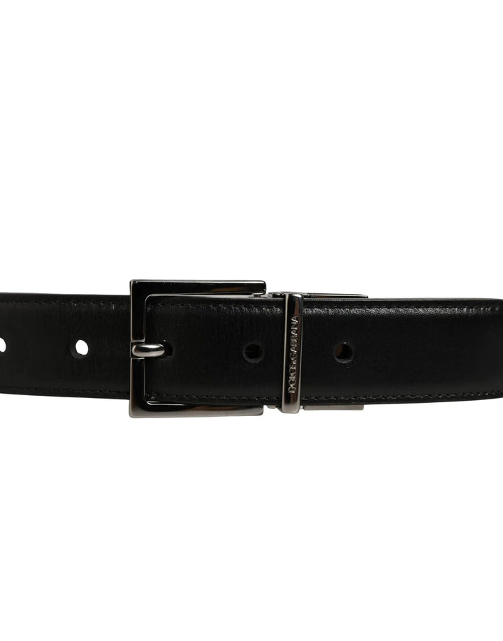 Dolce &amp; Gabbana Sample Sale | Dolce &amp; Gabbana Black Classic Leather Silver Tone Buckle Belt - | Designer outlet