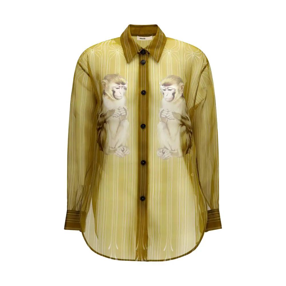 Khaite Sample Sale | Khaite Beige Silk Pattern Shirt - | Designer outlet