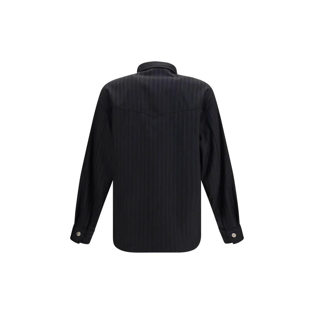 Versace Sample Sale | Versace Black Wool Oves Aries Shirt - | Designer outlet