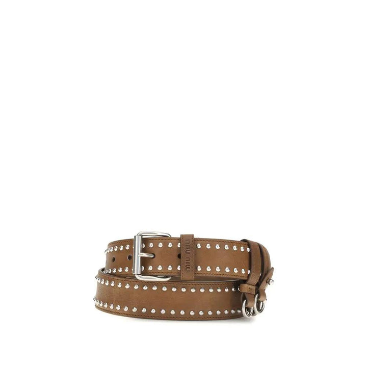 Miu Miu Sample Sale | Miu Miu Brown Suede Leather Regular Belt - | Designer outlet