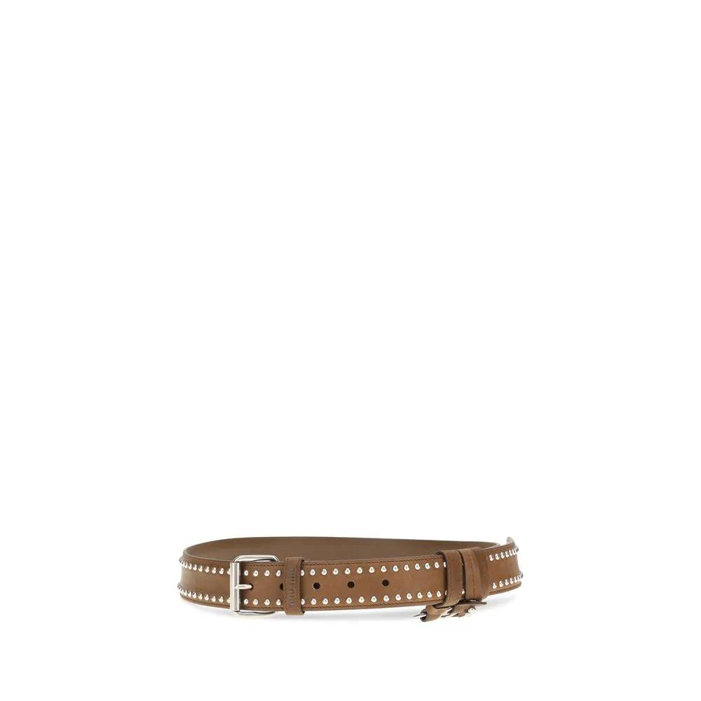 Miu Miu Sample Sale | Miu Miu Brown Suede Leather Regular Belt - | Designer outlet