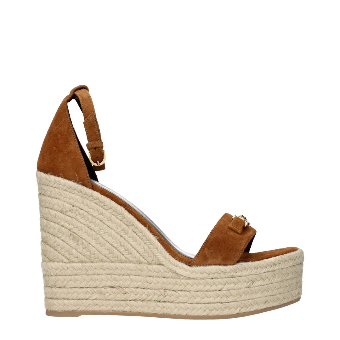 Versace Sample Sale | Versace Brown Leather Wedge Sandals - | Designer outlet