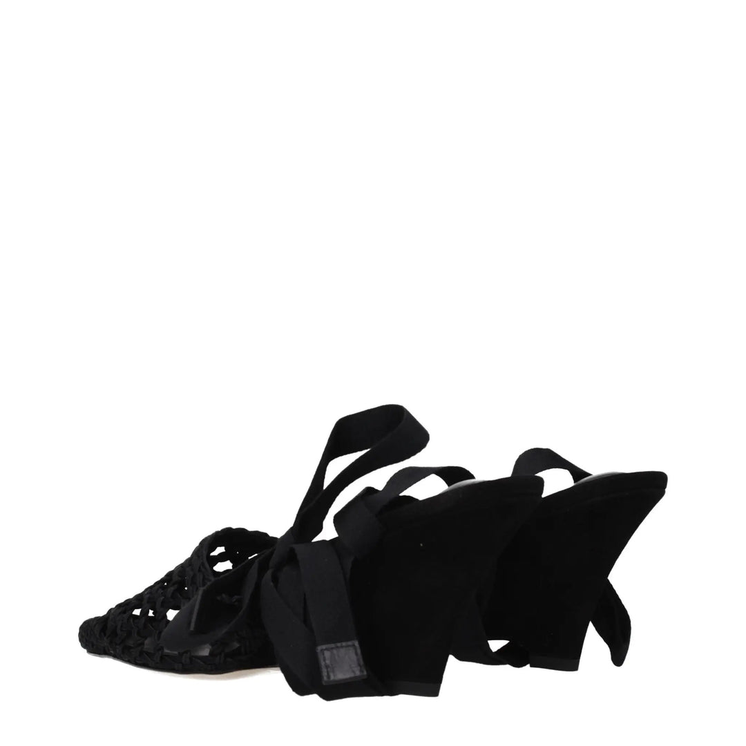 Jacquemus Sample Sale | Jacquemus Black Fabric Strap-On Sandals - | Designer outlet
