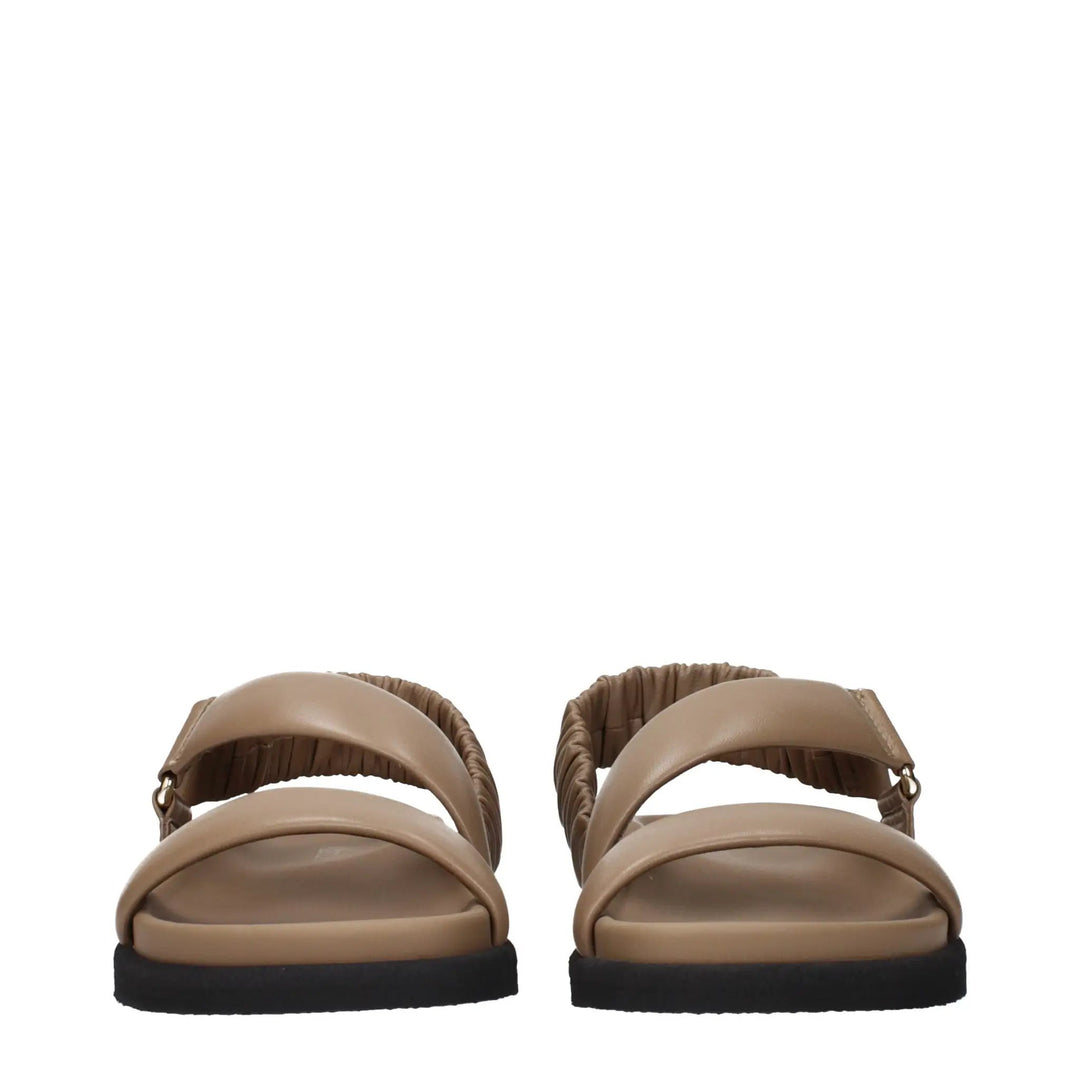 Max Mara Sample Sale | Max Mara Brown Leather Flat Sandals - | Designer outlet