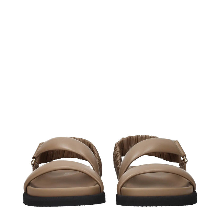 Max Mara Sample Sale | Max Mara Brown Leather Flat Sandals - | Designer outlet
