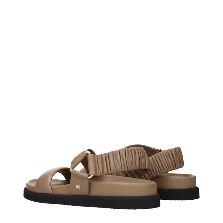 Max Mara Sample Sale | Max Mara Brown Leather Flat Sandals - | Designer outlet