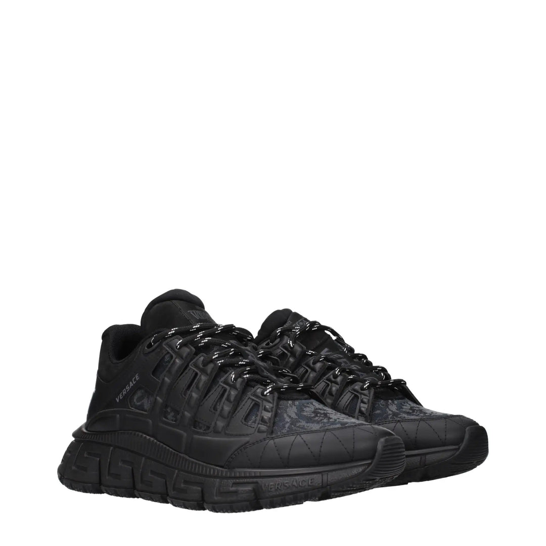 Versace Sample Sale | Versace Black Fabric Athletic Sneakers - | Designer outlet