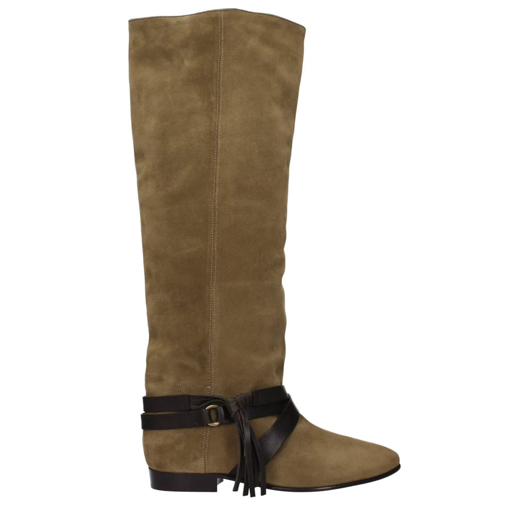 Isabel Marant Sample Sale | Isabel Marant Green Leather Over The Knee - | Designer outlet