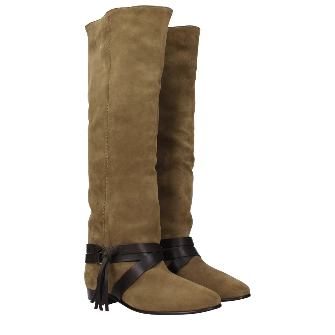Isabel Marant Sample Sale | Isabel Marant Green Leather Over The Knee - | Designer outlet