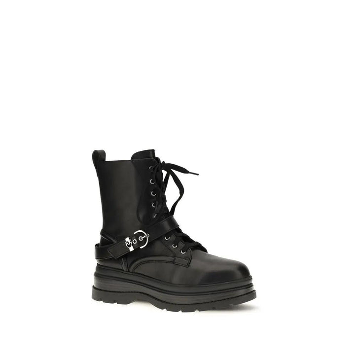PINKO Sample Sale | PINKO Black Calf Leather Bos Taurus Lace-Up Boots - | Designer outlet