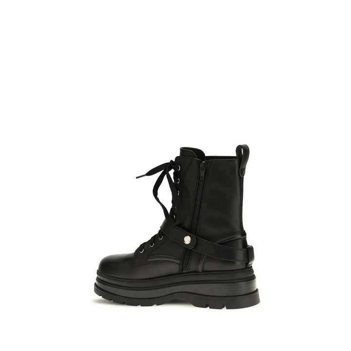 PINKO Sample Sale | PINKO Black Calf Leather Bos Taurus Lace-Up Boots - | Designer outlet
