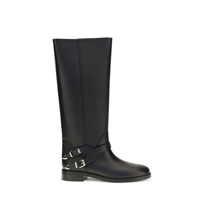 PINKO Sample Sale | PINKO Black Calf Leather Bos Taurus Flat Boots - | Designer outlet