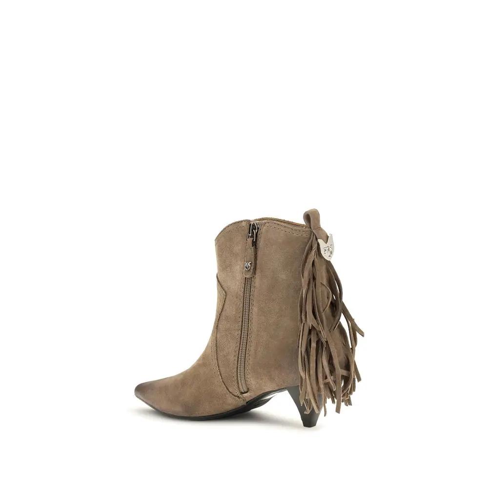 PINKO Sample Sale | PINKO Beige Calf Leather Bos Taurus Ankle Boots - | Designer outlet