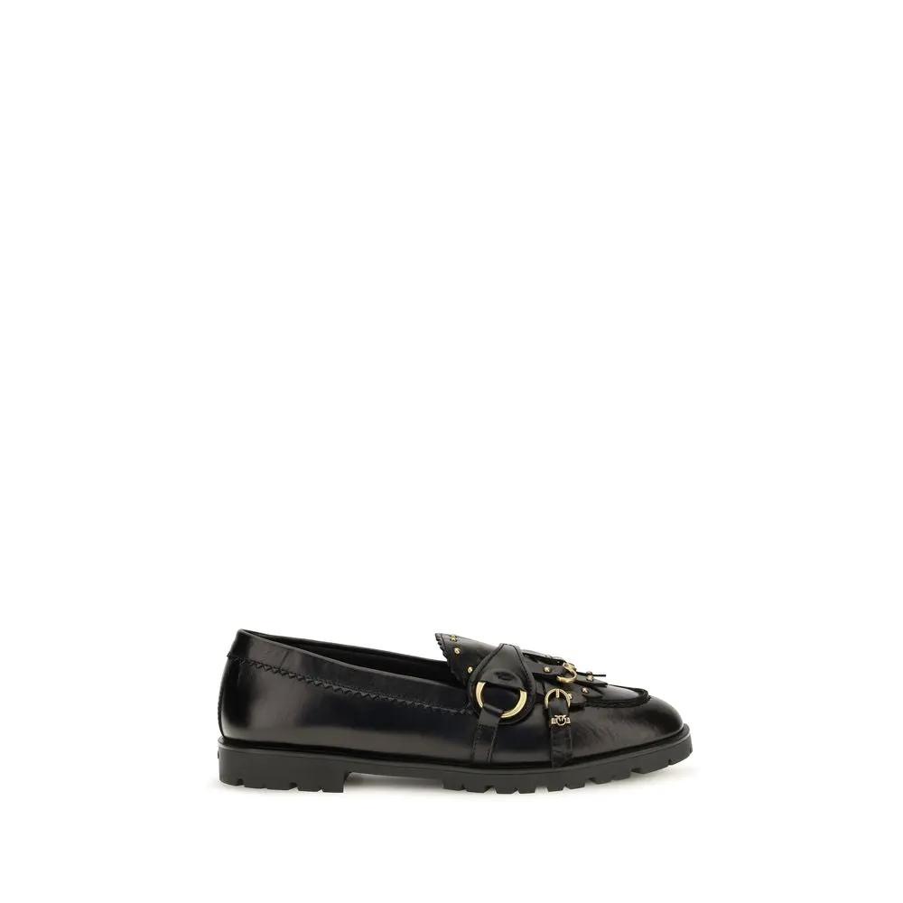 PINKO Sample Sale | PINKO Black Calf Leather Bos Taurus Slip-On Loafers - | Designer outlet