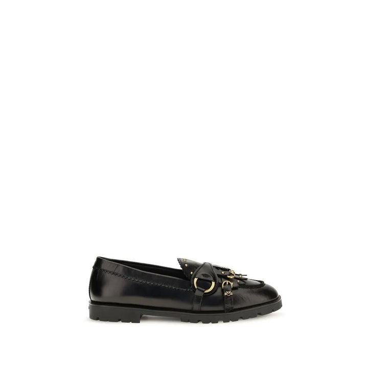 PINKO Sample Sale | PINKO Black Calf Leather Bos Taurus Slip-On Loafers - | Designer outlet