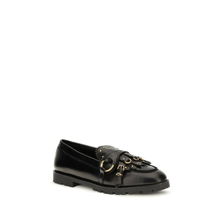 PINKO Sample Sale | PINKO Black Calf Leather Bos Taurus Slip-On Loafers - | Designer outlet