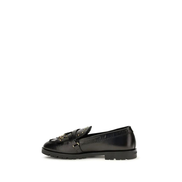 PINKO Sample Sale | PINKO Black Calf Leather Bos Taurus Slip-On Loafers - | Designer outlet